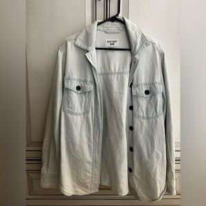 Light Gray Denim Jacket with Black Buttons